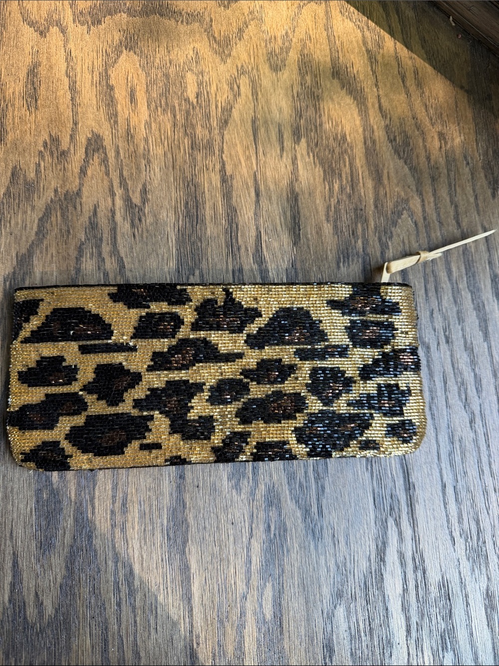 Neiman Marcus Leopard Beaded clutch - Gold and Black